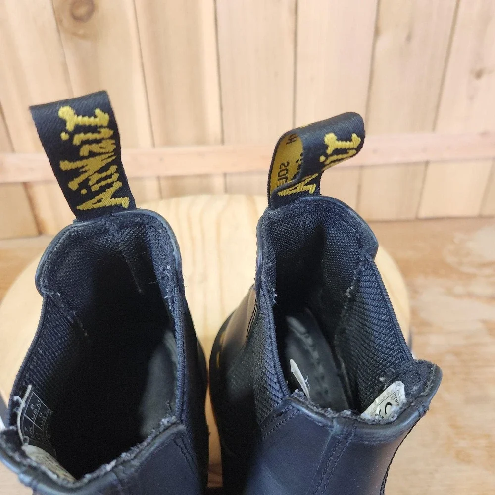 Dr. Martens Black Chelsea Chukka Boots with Yellow Stitching